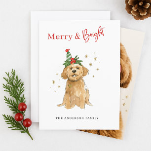 Tarjeta Festiva Navidades de perro dulce merry y brillante