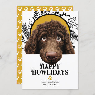 Tarjeta Festiva Navidades de Perro Español de Agua de Irlanda Feli
