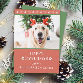 Tarjeta Festiva Navidades de perro fotografíen Happy Pawlidays