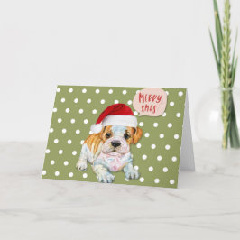Tarjeta Festiva Navidades de perro lindo puntos de polka