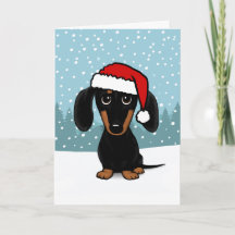 Navidades de perro negro y tan dachshund Santa Cut