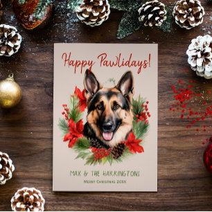 Tarjeta Festiva Navidades de perro pastor alemanes Felices fiestas