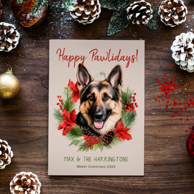 Tarjeta Festiva Navidades de perro pastor alemanes Felices fiestas (Subido por el creador)