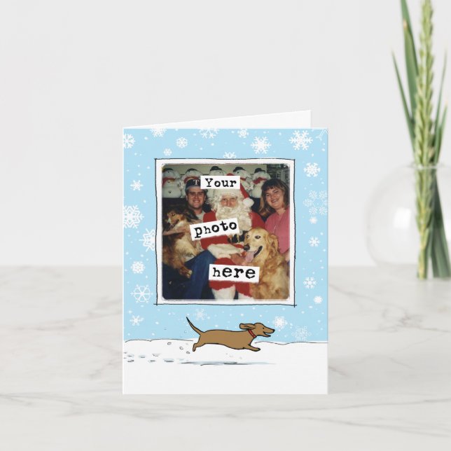 Tarjeta Festiva Navidades de Perro Wiener | Cute Dachshund Tu Foto (Anverso)