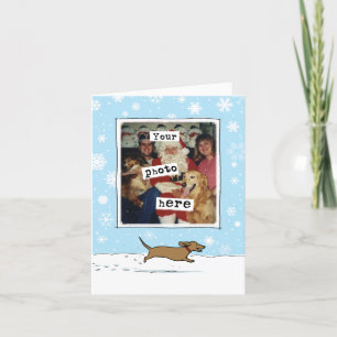 Tarjeta Festiva Navidades de Perro Wiener   Cute Dachshund Tu Foto