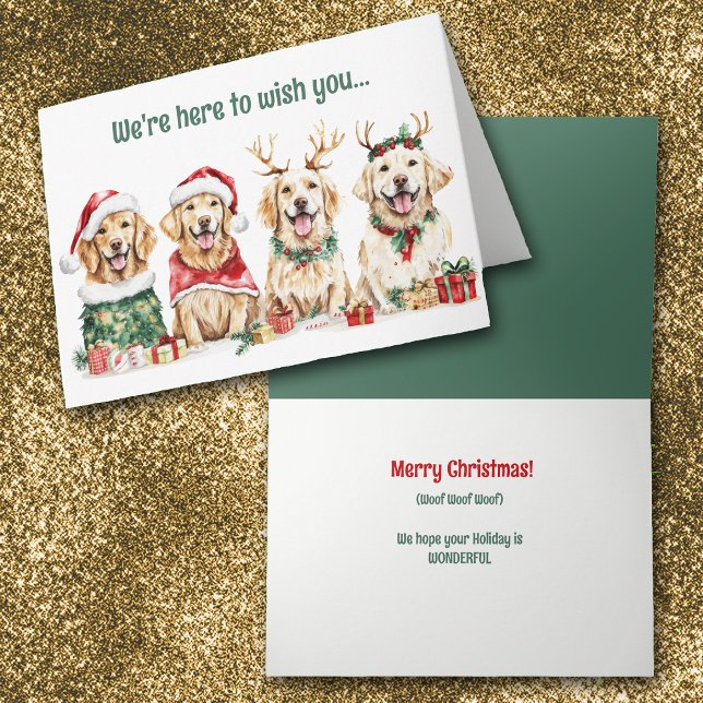 Tarjeta Festiva Navidades de perros acuarela festiva Golden Retrie (Subido por el creador)
