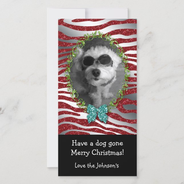 Tarjeta Festiva Navidades de perros adormecimiento fotográfico Pur (Anverso)