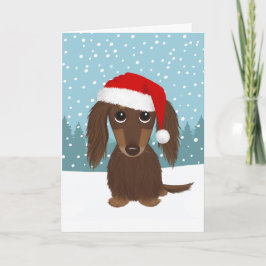 Tarjeta Festiva Navidades de perros adornados con chocolate Dachsh