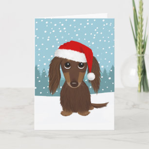 Tarjeta Festiva Navidades de perros adornados con chocolate Dachsh