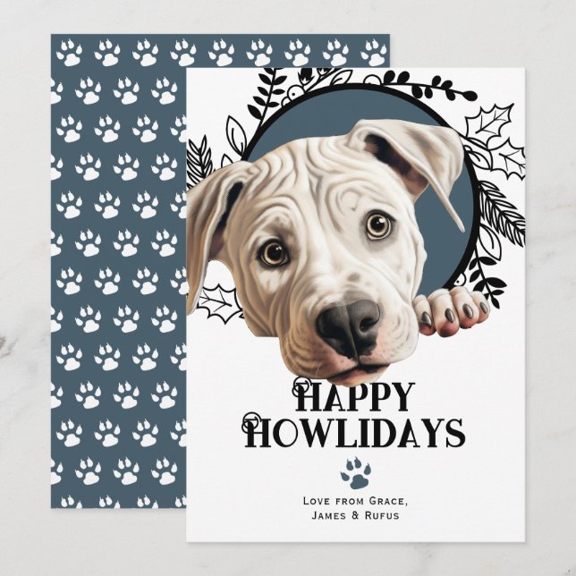 Tarjeta Festiva Navidades de perros argentinos felices de Howliday (Anverso / Reverso)