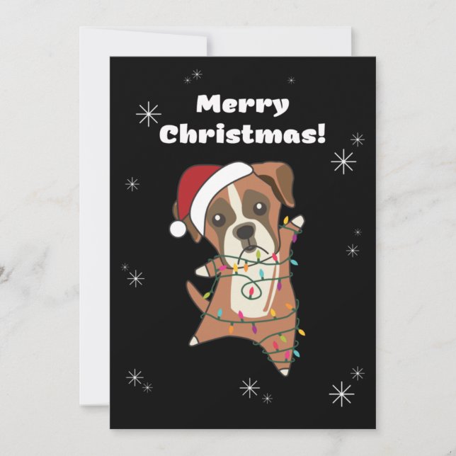 Tarjeta Festiva Navidades de perros boxeadores niegan a perros de  (Anverso)