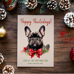 Tarjeta Festiva Navidades de perros Bulldog francés Frenchie
