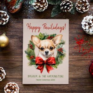 Tarjeta Festiva Navidades de perros chihuahua felices penidías