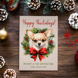 Tarjeta Festiva Navidades de perros chihuahua felices penidías