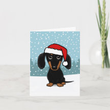Navidades de perros Dachshund Santa Black y Tan Wi