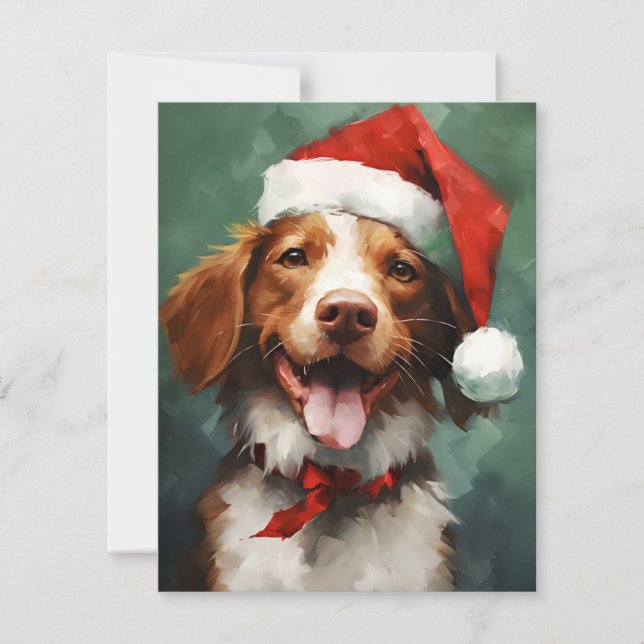 Tarjeta Festiva Navidades de perros de Bretaña pinchan arte (Anverso)