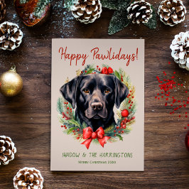 Tarjeta Festiva Navidades de perros de Labrador Negro felices pasa