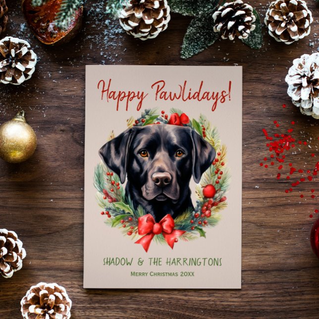 Tarjeta Festiva Navidades de perros de Labrador Negro felices pasa (Subido por el creador)