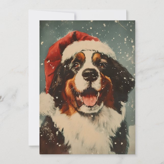 Tarjeta Festiva Navidades de perros de las Montañas Bernesas (Anverso)