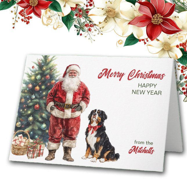 Tarjeta Festiva Navidades de perros de montaña de Santa Claus y Be (Subido por el creador)