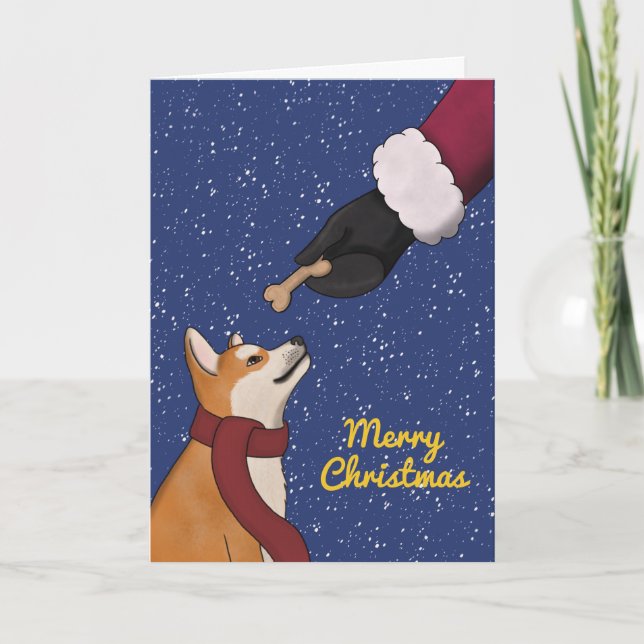 Tarjeta Festiva Navidades de Perros de Shiba Inu (Anverso)