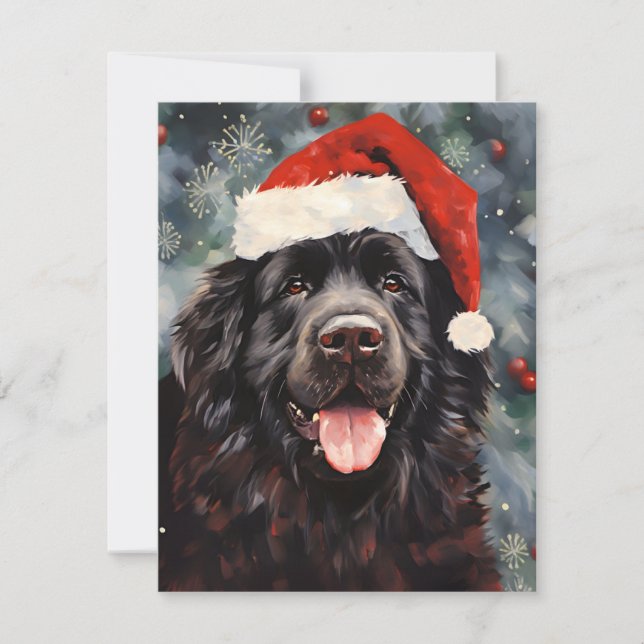 Tarjeta Festiva Navidades de perros de Terranova pinchan arte (Anverso)