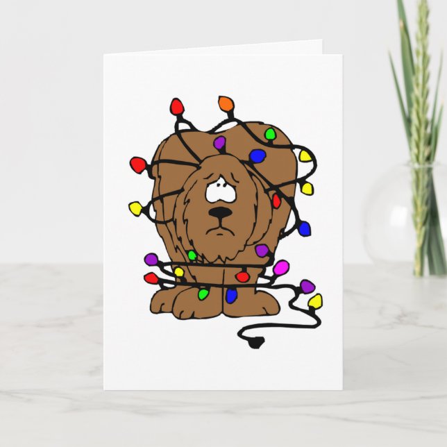 Tarjeta Festiva Navidades de perros divertidos alumbran fiestas na (Anverso)