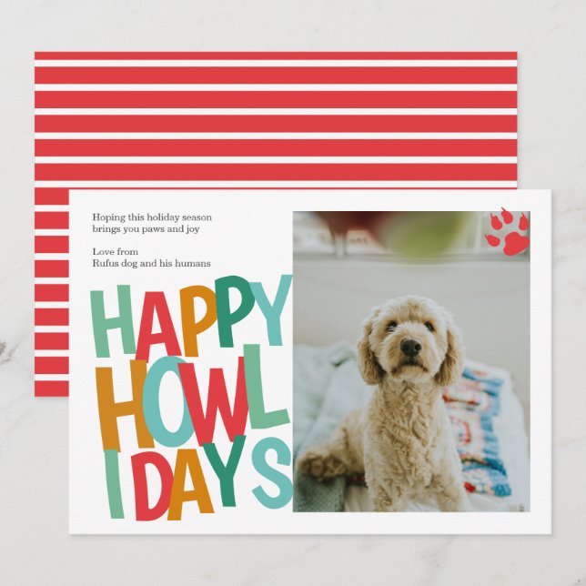 Tarjeta Festiva Navidades de perros felices y personalizados de Ho (Anverso / Reverso)
