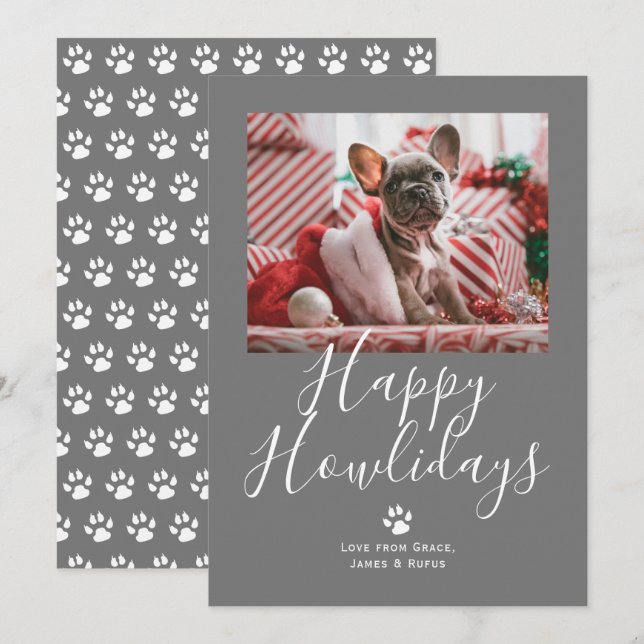 Tarjeta Festiva Navidades de perros Mascotas Felices de Howlidays (Anverso / Reverso)