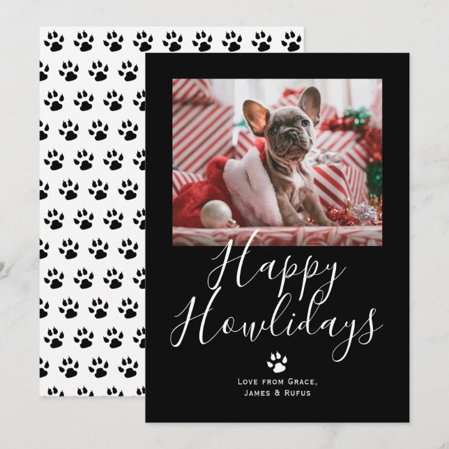 Tarjeta Festiva Navidades de perros Mascotas Felices de Howlidays (Anverso / Reverso)