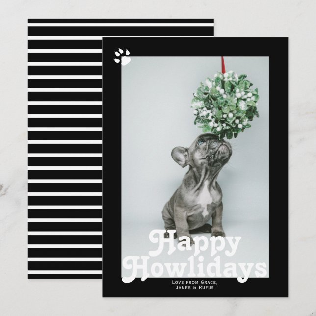 Tarjeta Festiva Navidades de perros Mascotas Felices de Howlidays (Anverso / Reverso)