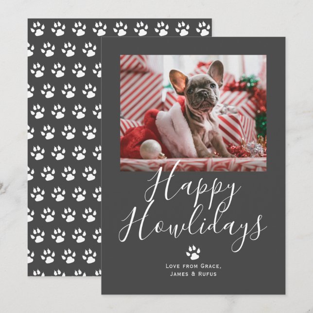 Tarjeta Festiva Navidades de perros Mascotas Felices de Howlidays (Anverso / Reverso)