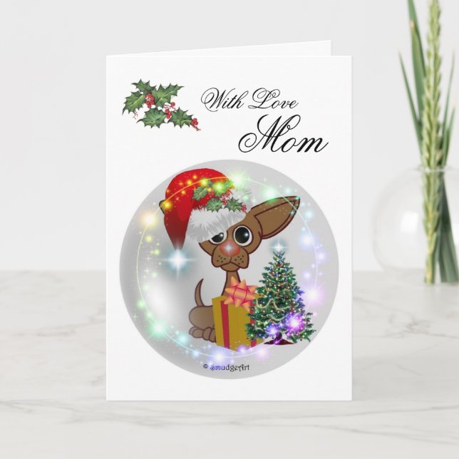 Tarjeta Festiva Navidades de perros mousy (Anverso)