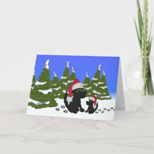 Tarjeta Festiva Navidades de perros negros carta en blanco dentro