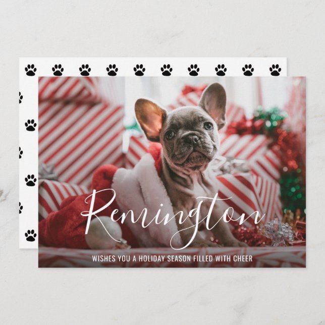 Tarjeta Festiva Navidades de perros simples y elegantes (Anverso / Reverso)