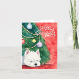 Tarjeta Festiva Navidades de perros Westie muy alegres