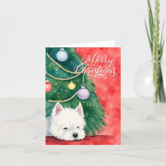 Tarjeta Festiva Navidades de perros Westie muy alegres