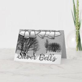 Tarjeta Festiva Navidades de personalizable con campanas plateadas