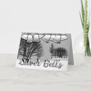 Tarjeta Festiva Navidades de personalizable con campanas plateadas