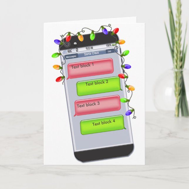 Tarjeta Festiva Navidades de personalizable Mensaje de texto Salud (Anverso)