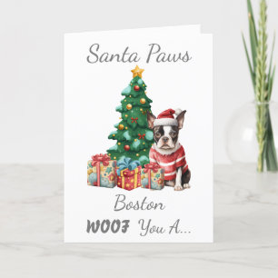 Tarjeta Festiva Navidades de personalizable Perro Boston Terrier