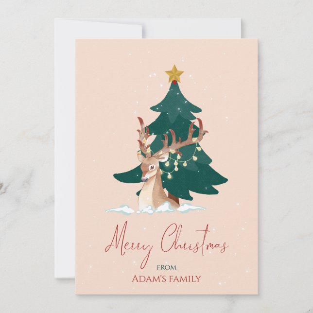 Tarjeta Festiva Navidades de personalizable venados (Anverso)
