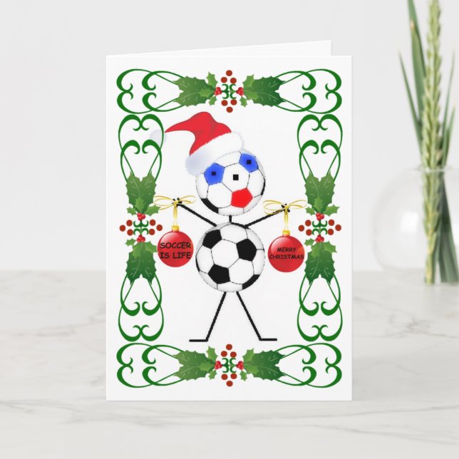 Tarjeta Festiva Navidades de Personalizado de fútbol (Anverso)