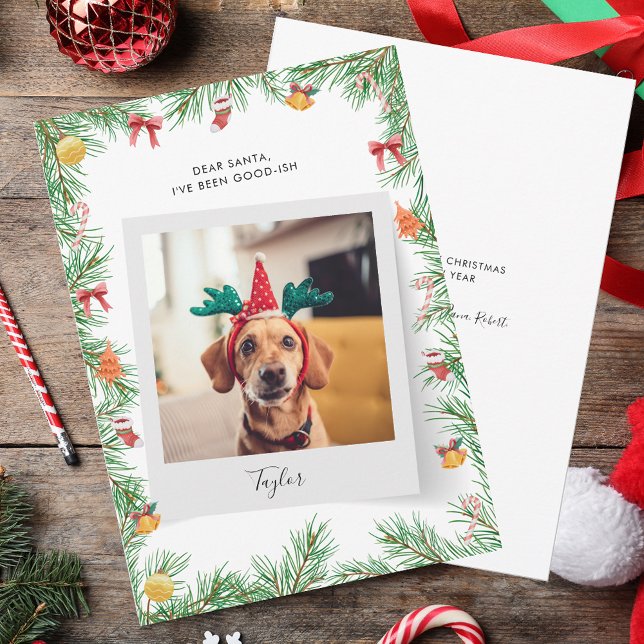 Tarjeta Festiva Navidades de Personalizados de perros Mascotas tra (Pet Dog Photo Christmas Greetings Card)