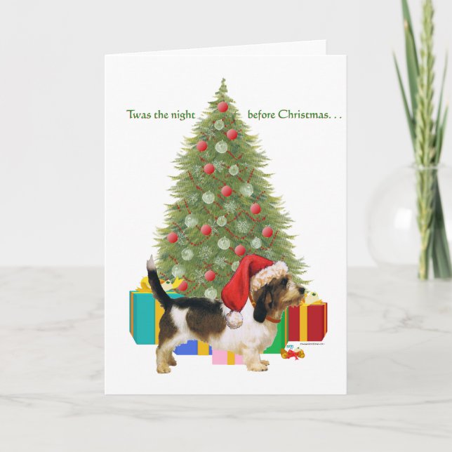Tarjeta Festiva Navidades de Petit Basset Griffon Vendeen (Anverso)