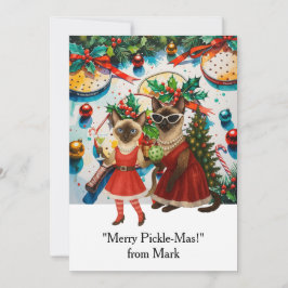 Tarjeta Festiva Navidades de PICKLEBALL con el texto "¡Merry Pickl