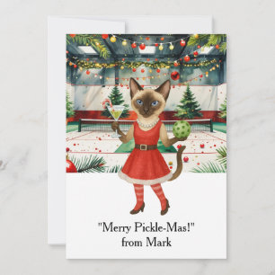 Tarjeta Festiva Navidades de PICKLEBALL con el texto "¡Merry Pickl