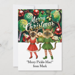 Tarjeta Festiva Navidades de PICKLEBALL con el texto "¡Merry Pickl