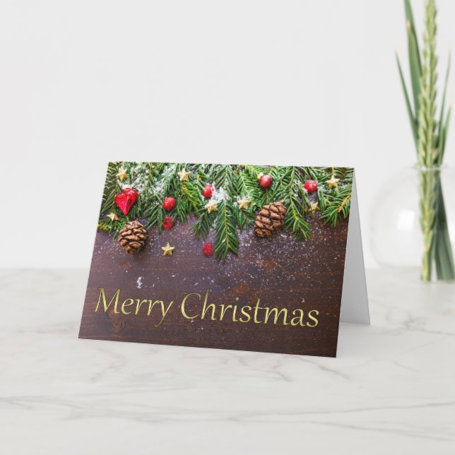 Tarjeta Festiva Navidades de Pine Cone (Anverso)