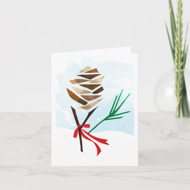 Tarjeta Festiva Navidades de Pine Cone ilustrados (Anverso)